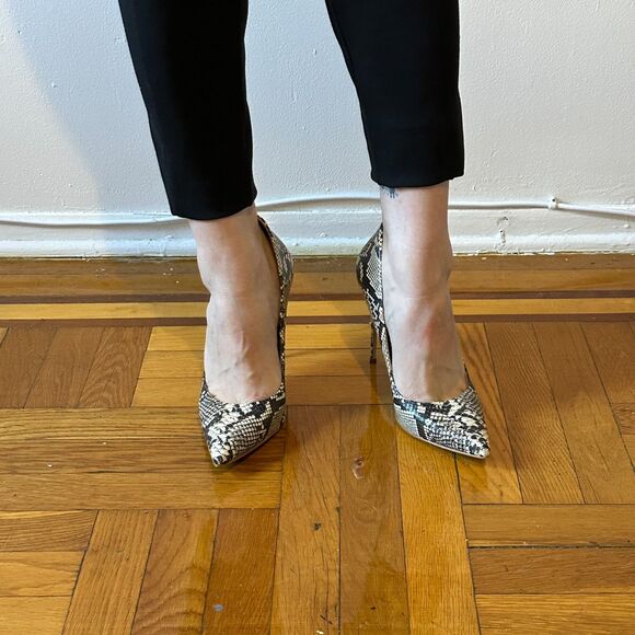 Aldo Stessy Snake Print Embossed Black White Size 11 Brazil Leather Lining - Picture 3 of 10